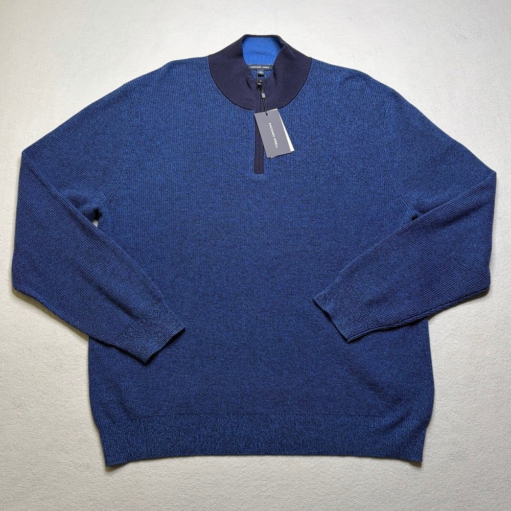Zachary Prell Sweater Mens‎ XXL Crawford Wool Silk Blend Quarter Zip Pullover